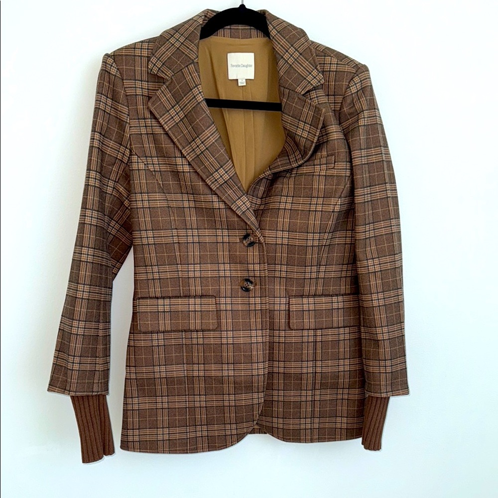 Favorite Daughter Tan Checkered Blazer
